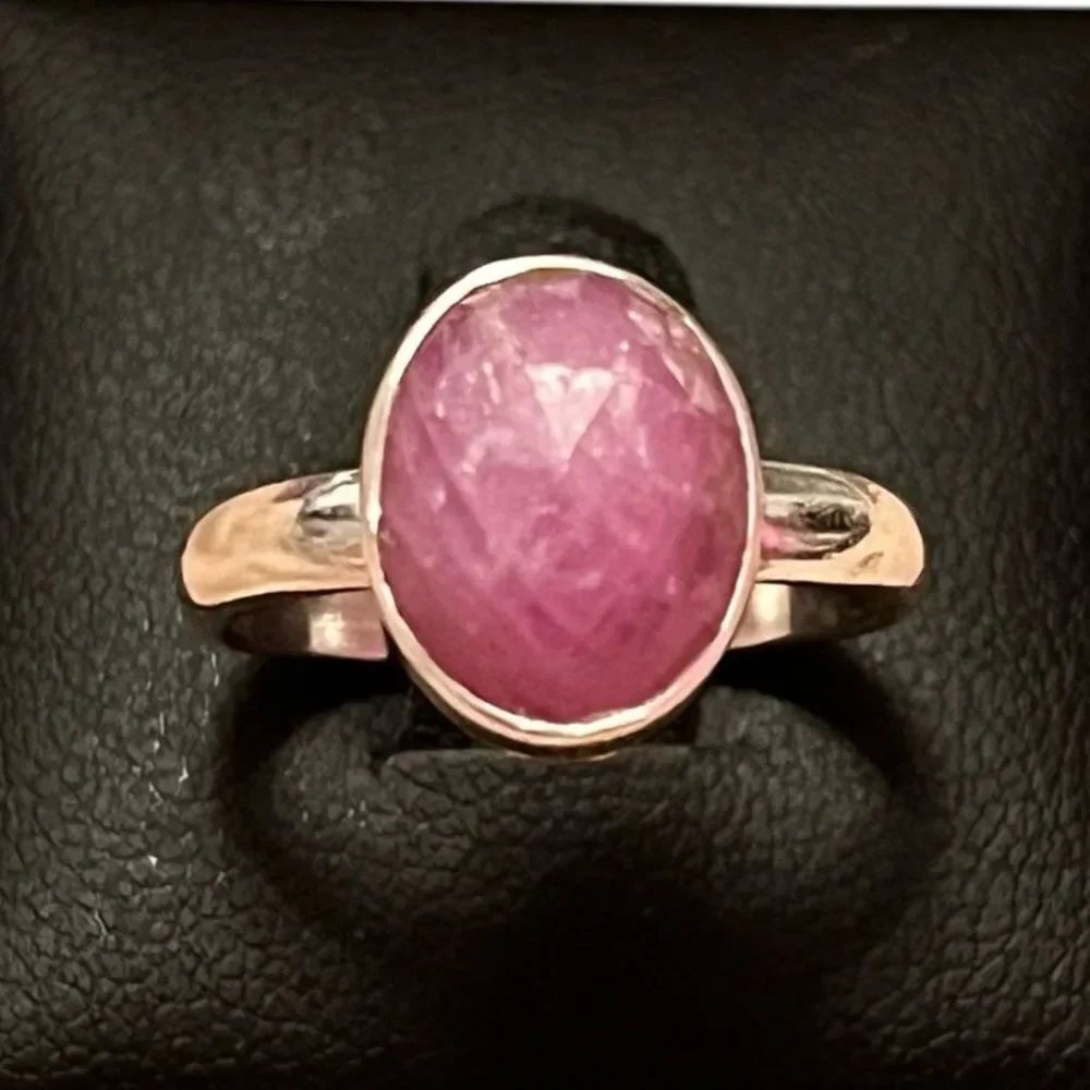 Sterling Silver Genuine Ruby Solitaire Ring Size 6